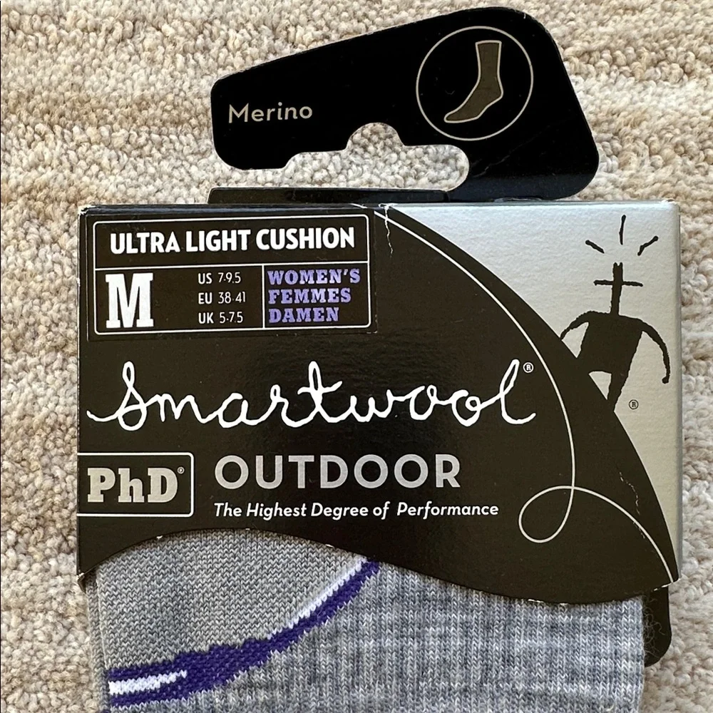 NWT Smartwool Outdoor PhD Hiking Socks Ultra Light Cushion Gray